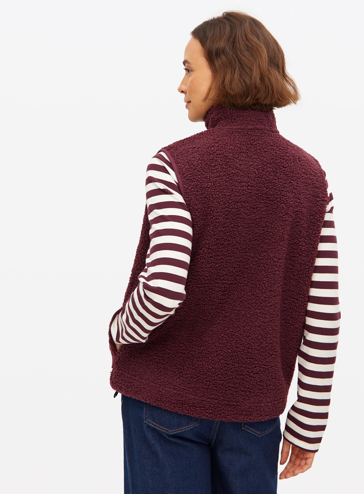 Burgundy Borg Fleece Gilet S - Image 4 thumbnail